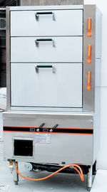 Stainless 48KW Gas Food Steamer 3 Drawer For Kitchen Equipments , 900x820x1850mm